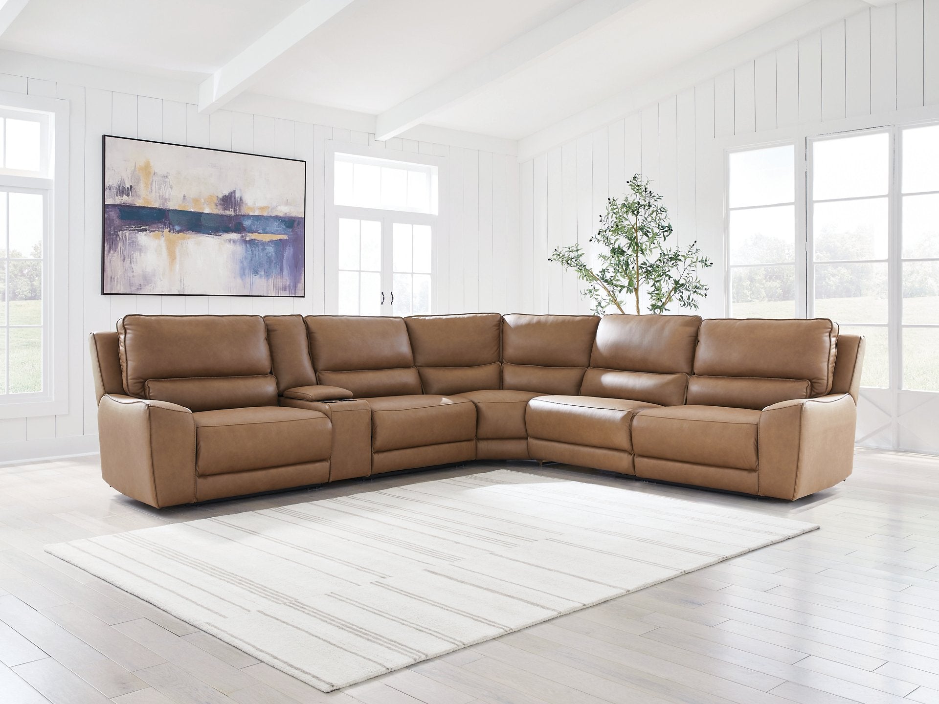 DeepWakes Reclining Sectional with Storage Console - Joseph's Furniture (East Orange, NJ)