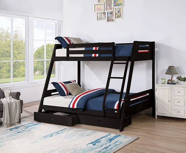 Emilee Twin/Full Bunk Bed White, Grey, Espresso, & Black