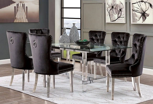 Casper 7 Pc Dining Table Set Chrome