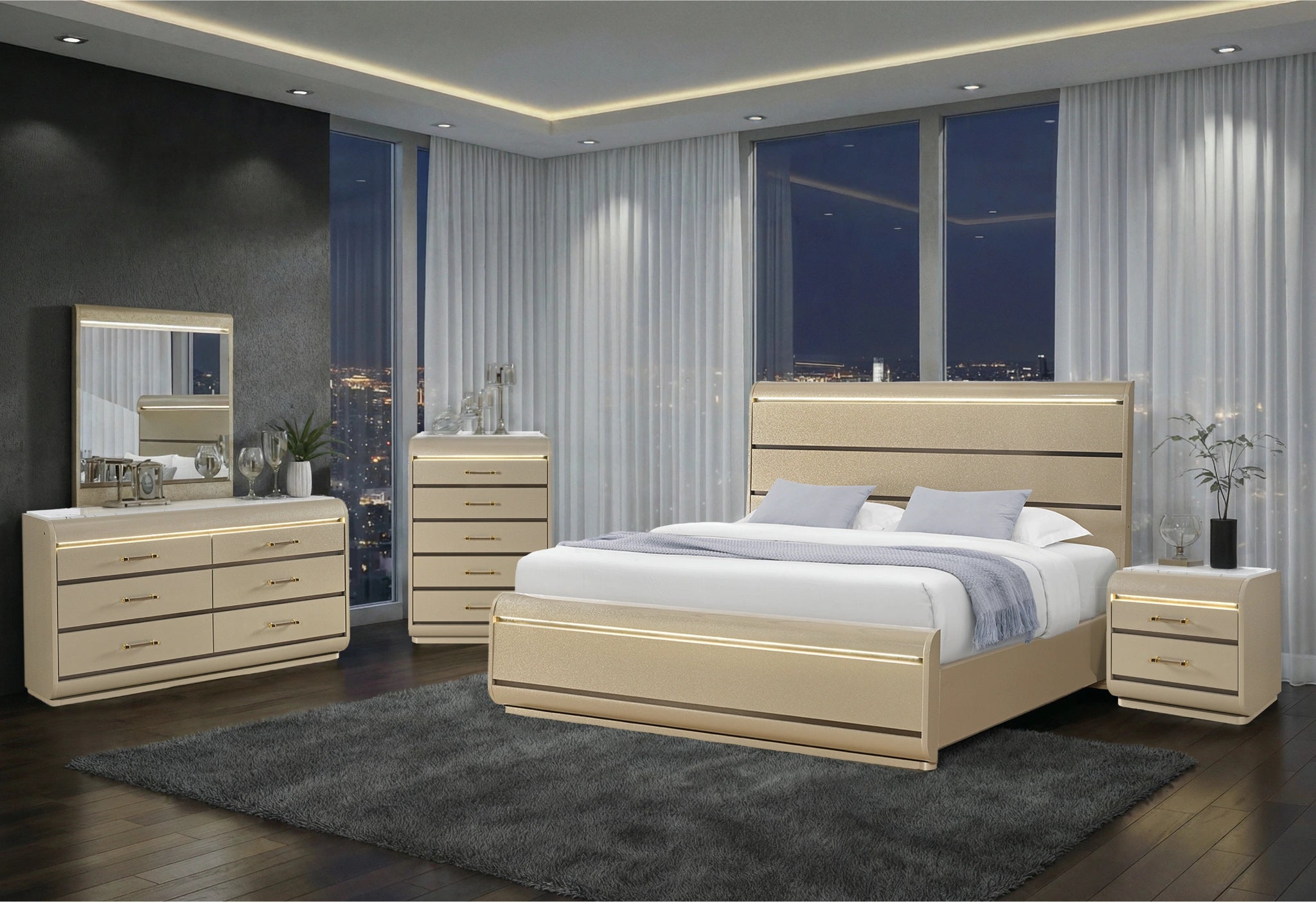 Genesis Gold Bed with LED