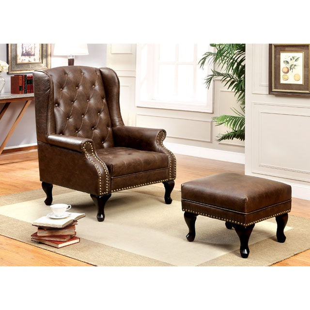 VAUGH Rustic Brown Accent Chair - Joseph's Furniture (East Orange, NJ)