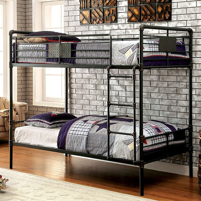 OLGA Antique Black Metal Twin/Twin Bunk Bed - Joseph's Furniture (East Orange, NJ)