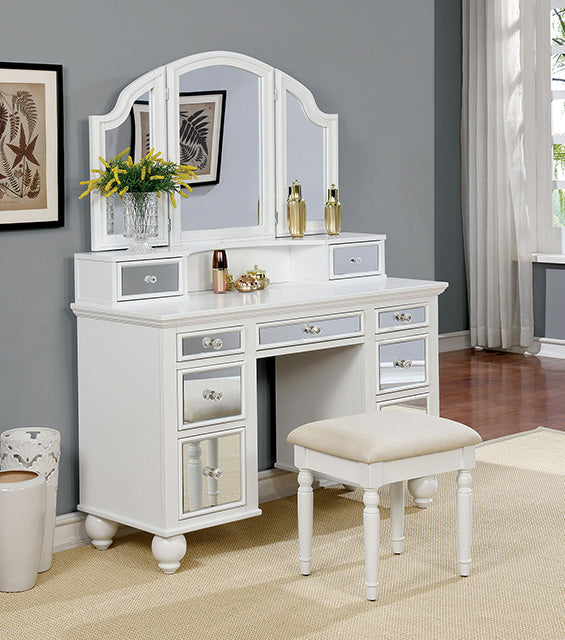 TRACY White Vanity w/ Stool - Joseph's Furniture (East Orange, NJ)