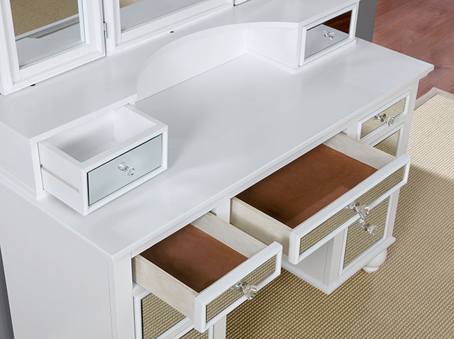 TRACY White Vanity w/ Stool - Joseph's Furniture (East Orange, NJ)