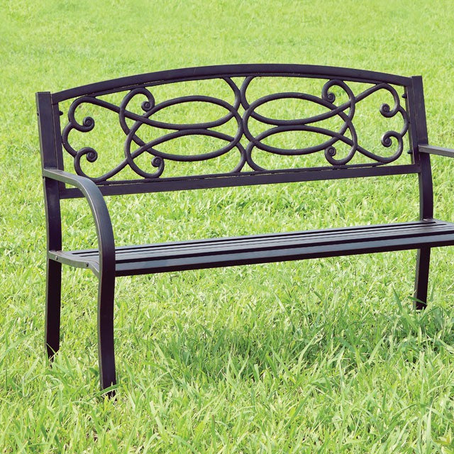 POTTER Black Patio Steel Bench - Joseph's Furniture (East Orange, NJ)