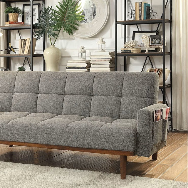 Nettie Gray/Oak Futon Sofa - Joseph's Furniture (East Orange, NJ)