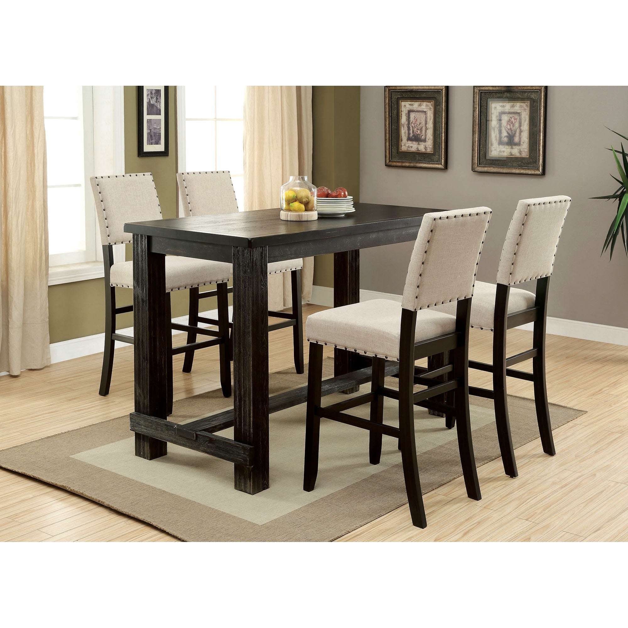 Sania 5 Pc Bar Table Set Black - Joseph's Furniture (East Orange, NJ)