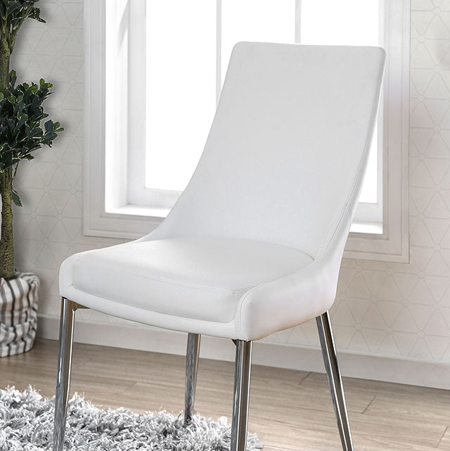 Izzy Silver/White Side Chair, White (2/CTN) - Joseph's Furniture (East Orange, NJ)