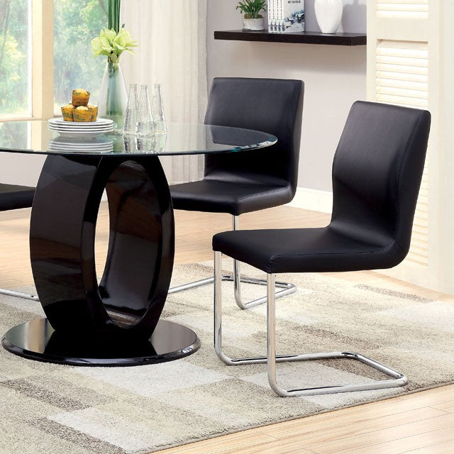 LODIA I Black Round Table - Joseph's Furniture (East Orange, NJ)