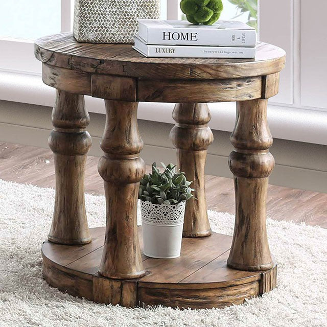Mika Antique Oak End Table - Joseph's Furniture (East Orange, NJ)
