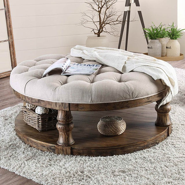 Mika Antique Oak Coffee Table w/ Cushion Top - Joseph's Furniture (East Orange, NJ)