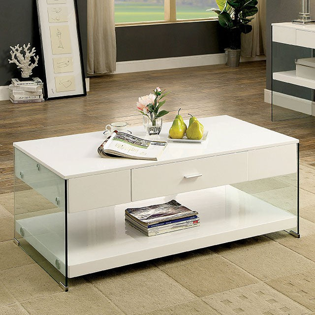 Raya White Coffee Table, White - Joseph's Furniture (East Orange, NJ)