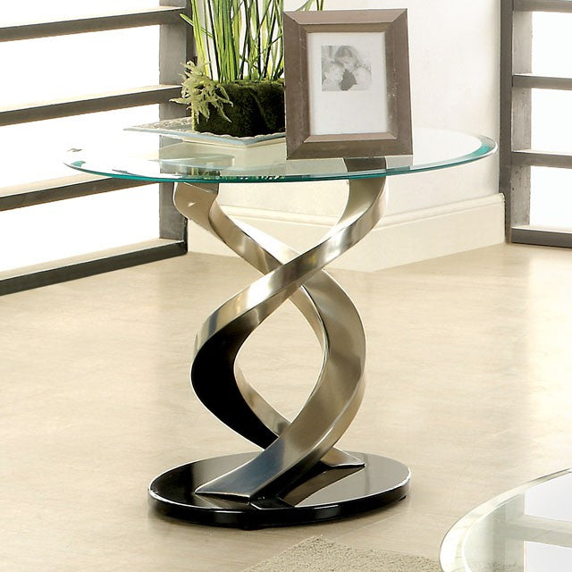 NOVA Satin Plated/Black End Table - Joseph's Furniture (East Orange, NJ)