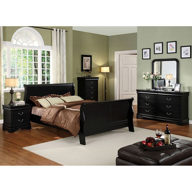 Louis Philippe Cal.King Bed Black - Joseph's Furniture (East Orange, NJ)