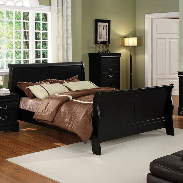 Louis Philippe Cal.King Bed Black - Joseph's Furniture (East Orange, NJ)