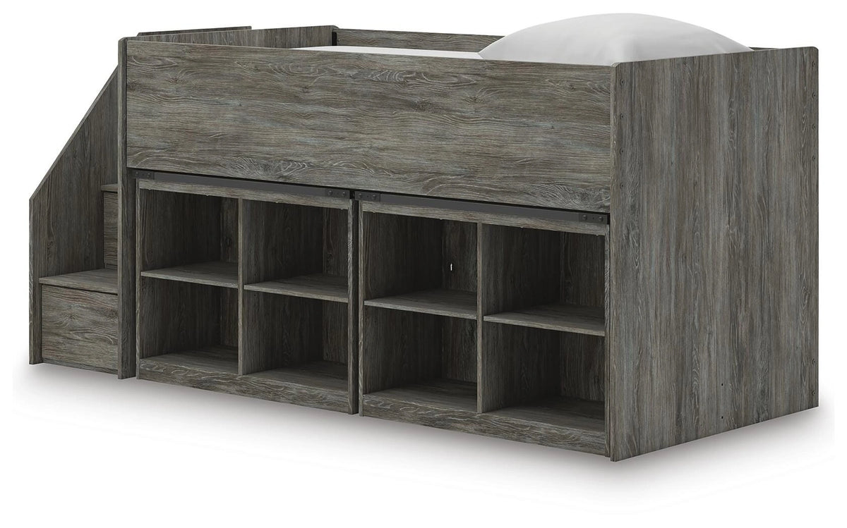 Frandern Loft Bed with Bookcase Storage