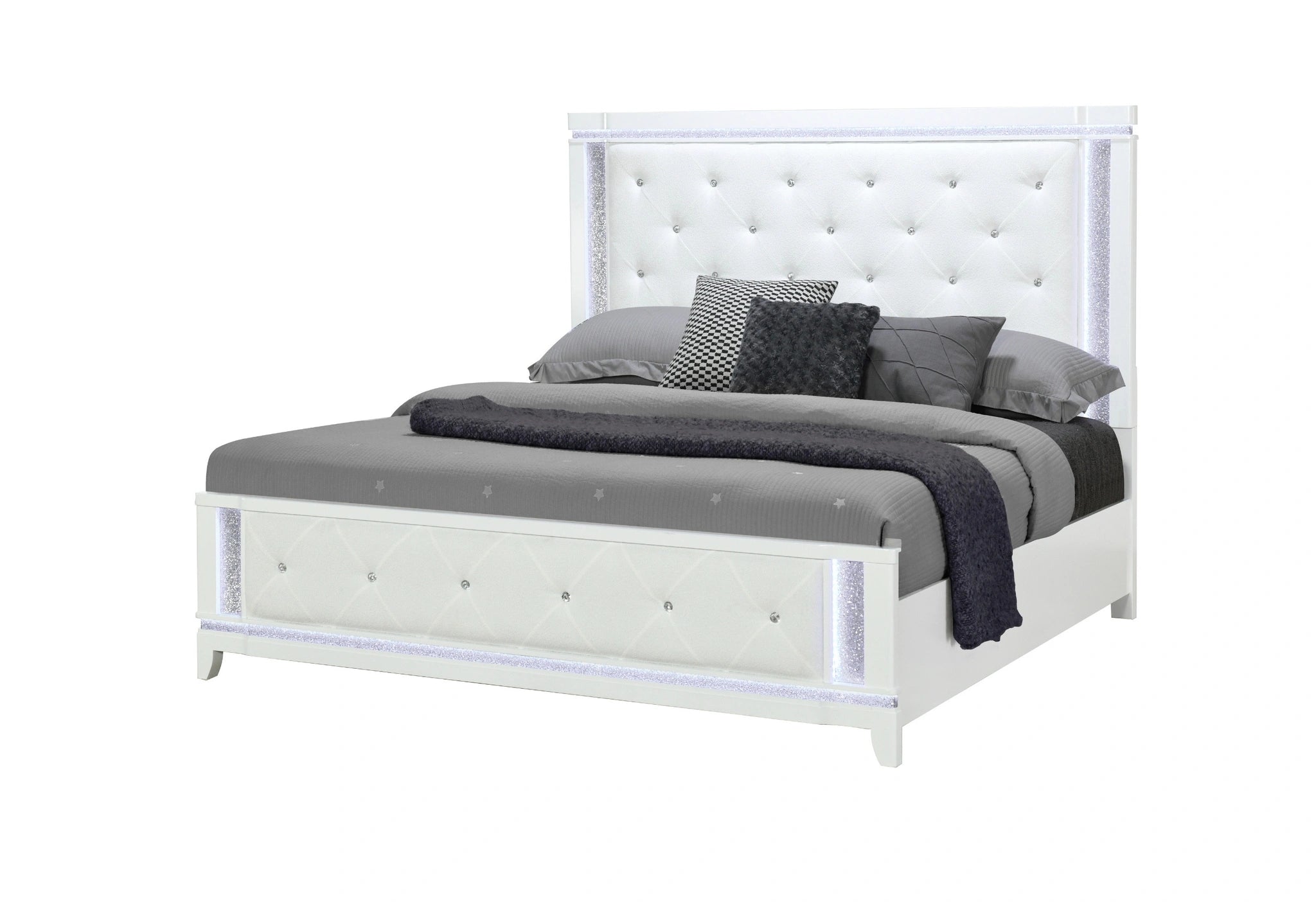 Alina White Bed with LED