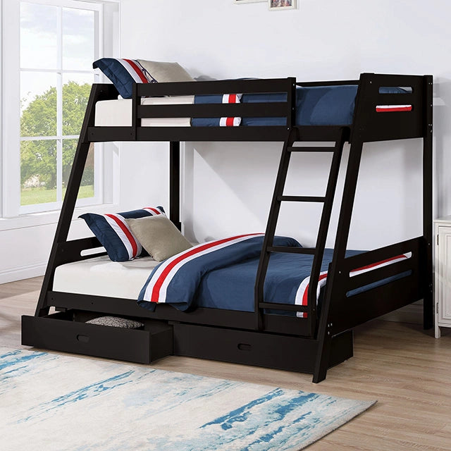 Emilee Twin/Full Bunk Bed White, Grey, Espresso, & Black