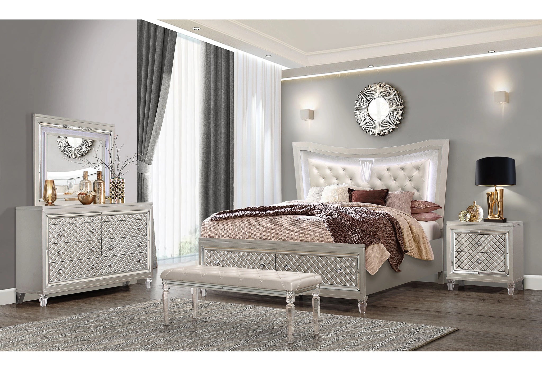 Paris Champagne Mirror with LED