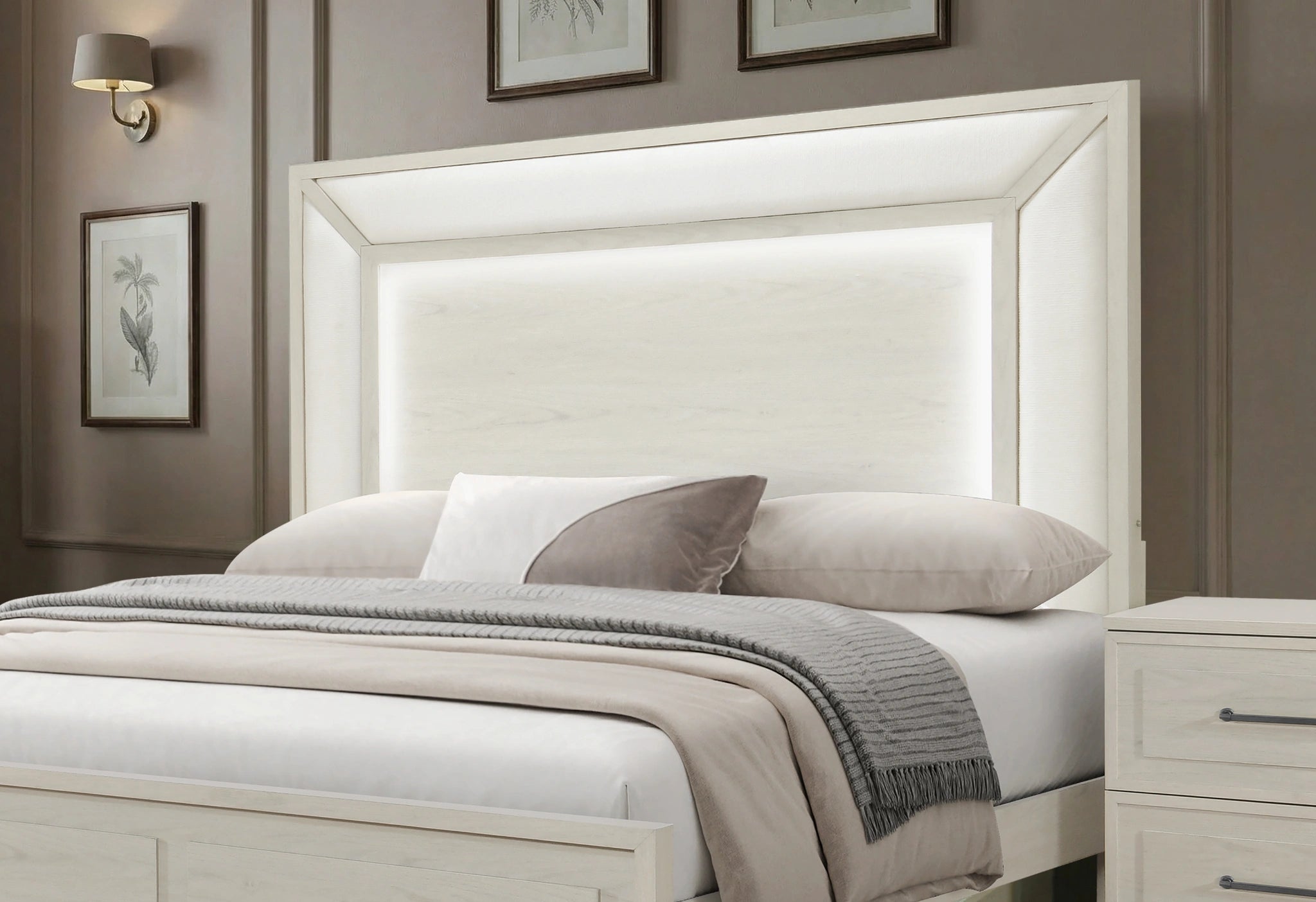 Clara Beige Bed with LED