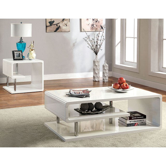 Ninove I White/Chrome Coffee Table - Joseph's Furniture (East Orange, NJ)