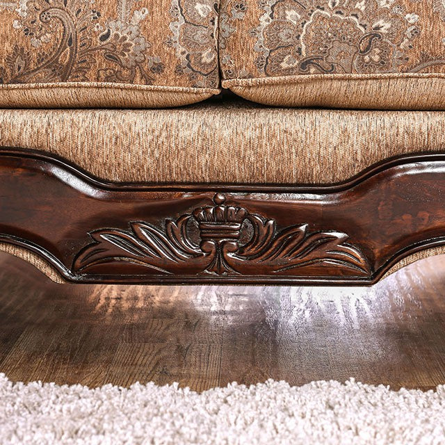 NICANOR Tan/Gold Love Seat - Joseph's Furniture (East Orange, NJ)