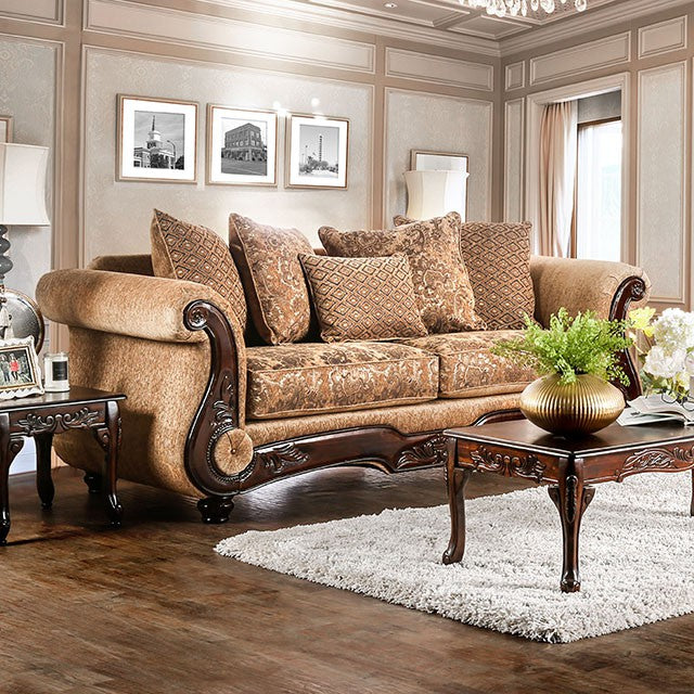 NICANOR Tan/Gold Sofa - Joseph's Furniture (East Orange, NJ)