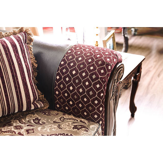 Quirino Burgundy/Dark Brown Sofa - Joseph's Furniture (East Orange, NJ)