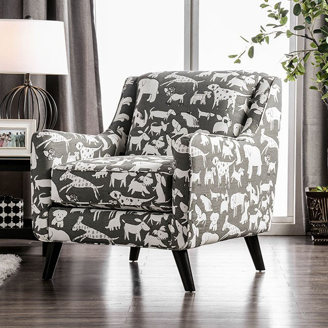 Patricia Ivory/Black Animal Pattern Chair - Joseph's Furniture (East Orange, NJ)