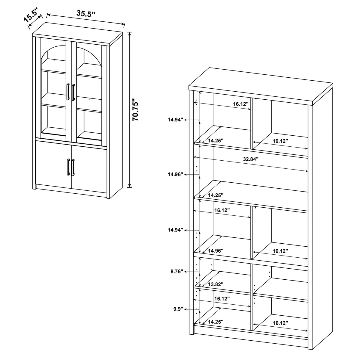 Riva Tall Display Cabinet with LED Lighting