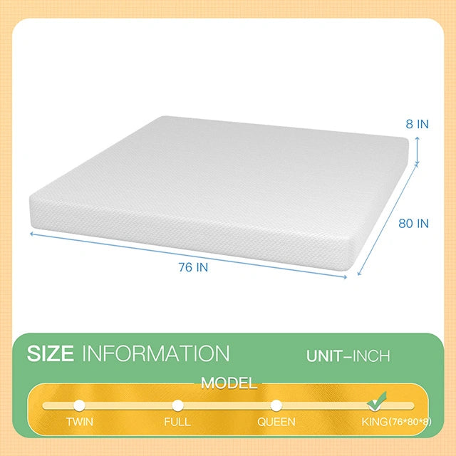 Forsythia 8" E.King Green Tea Gel Memory Foam