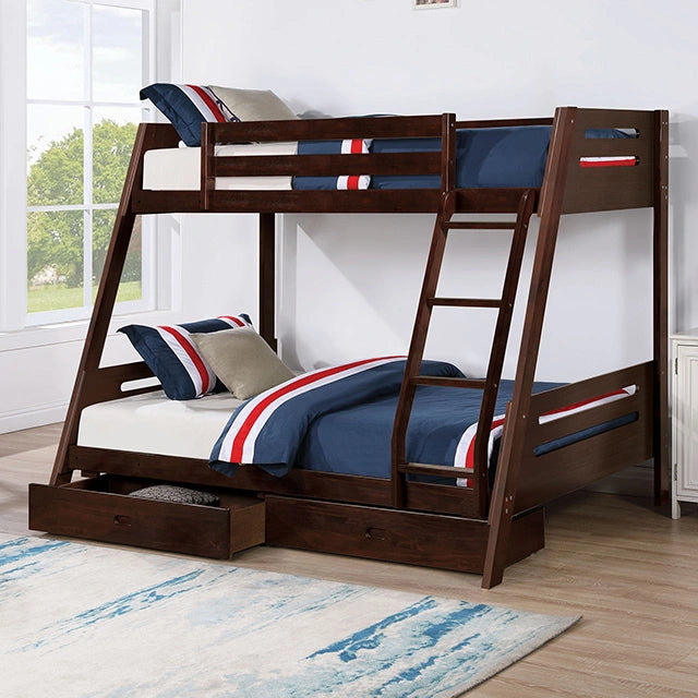 Emilee Twin/Full Bunk Bed White, Grey, Espresso, & Black