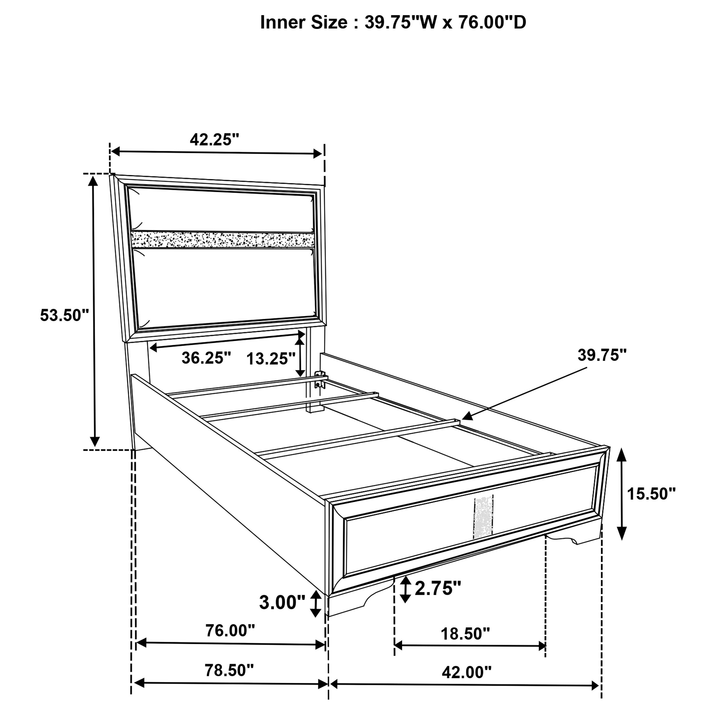 Miranda California King, E.King, Queen, Full, & Twin Bed Black & White