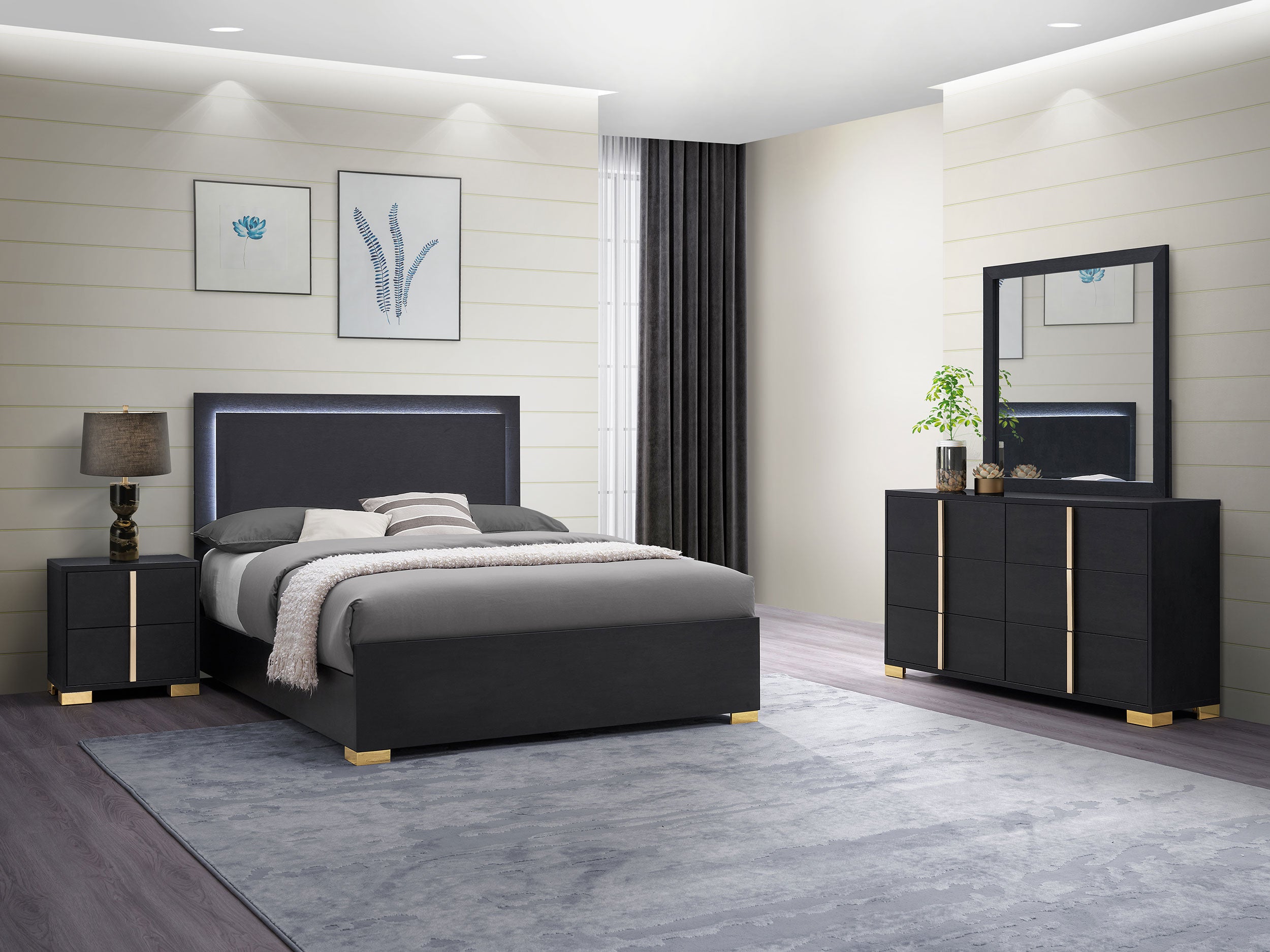 Marceline Bedroom Sets White & Black 4 & 5 Piece
