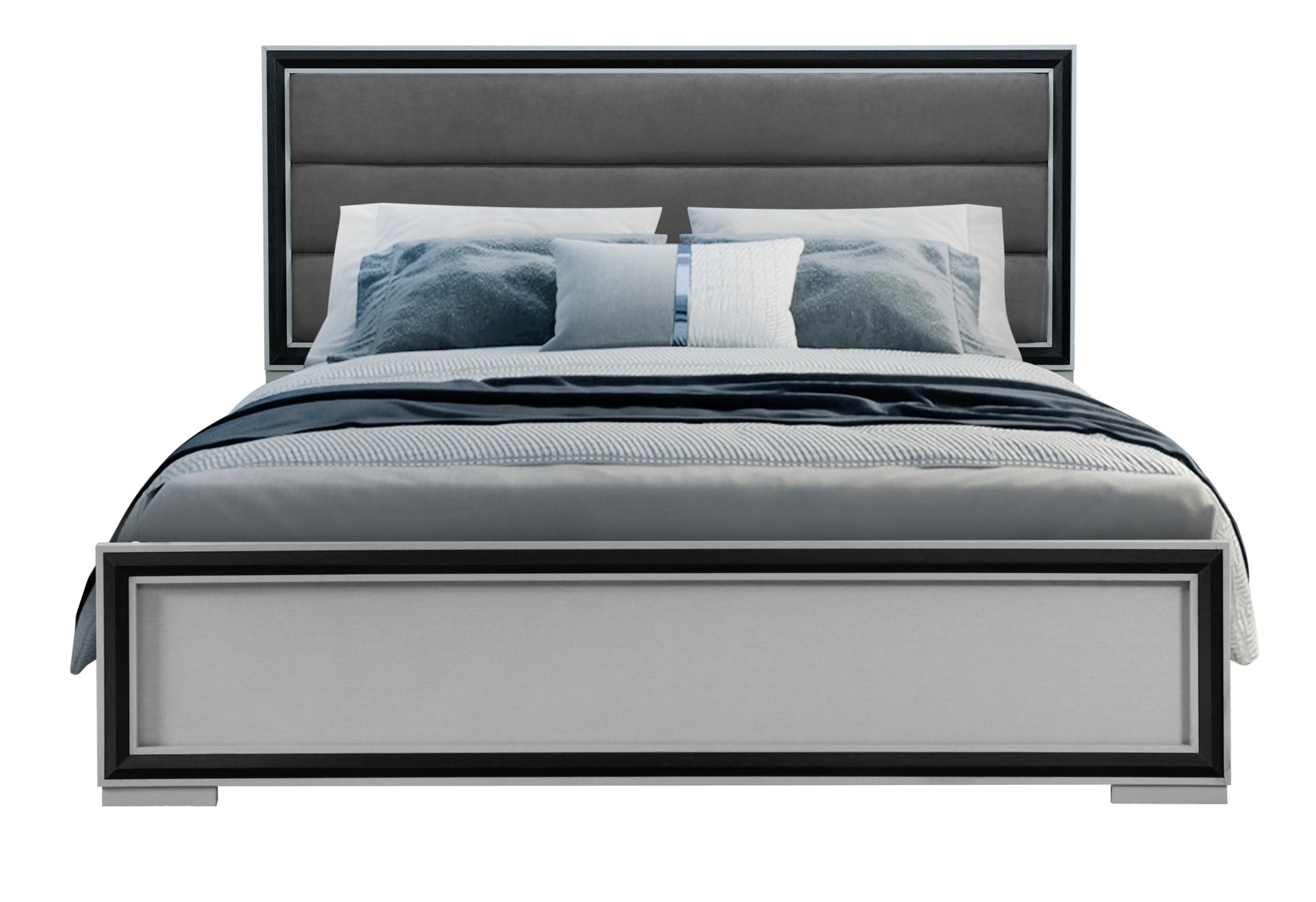Amelia Grey Black Bed Group with LED