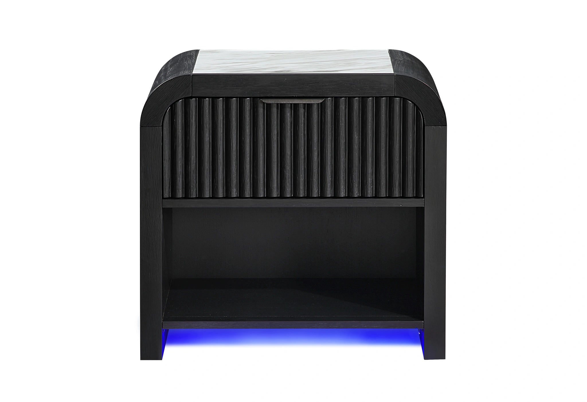 Beckett Wht/Blk Nightstand W/LED & Speaker