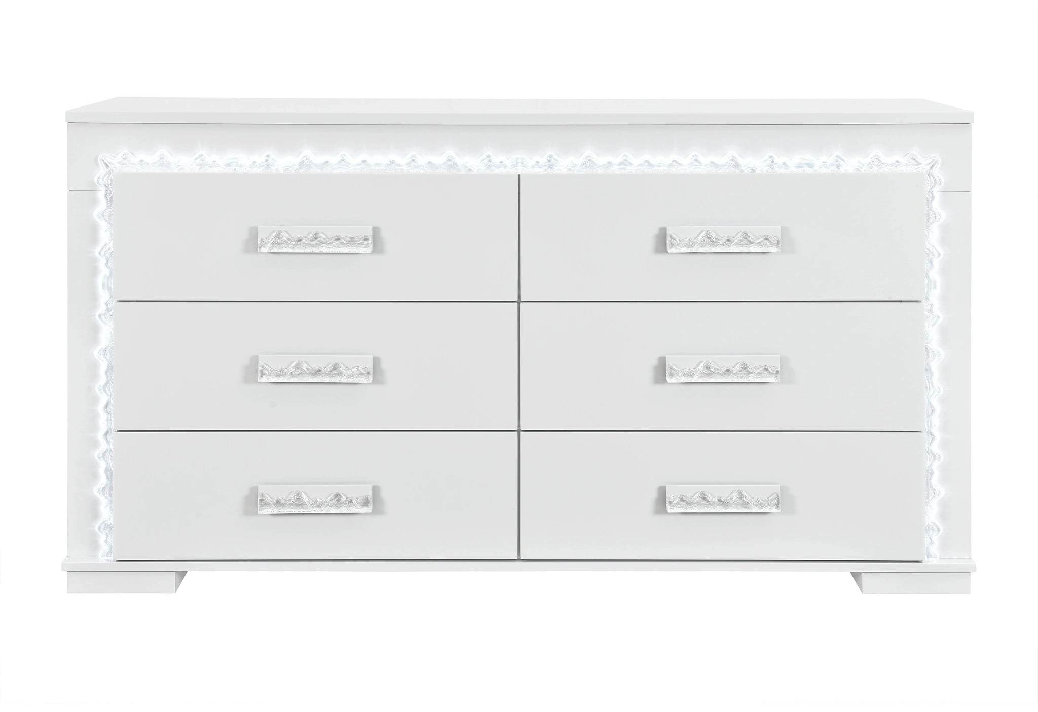 Naomi Silver Marble Dresser with LED