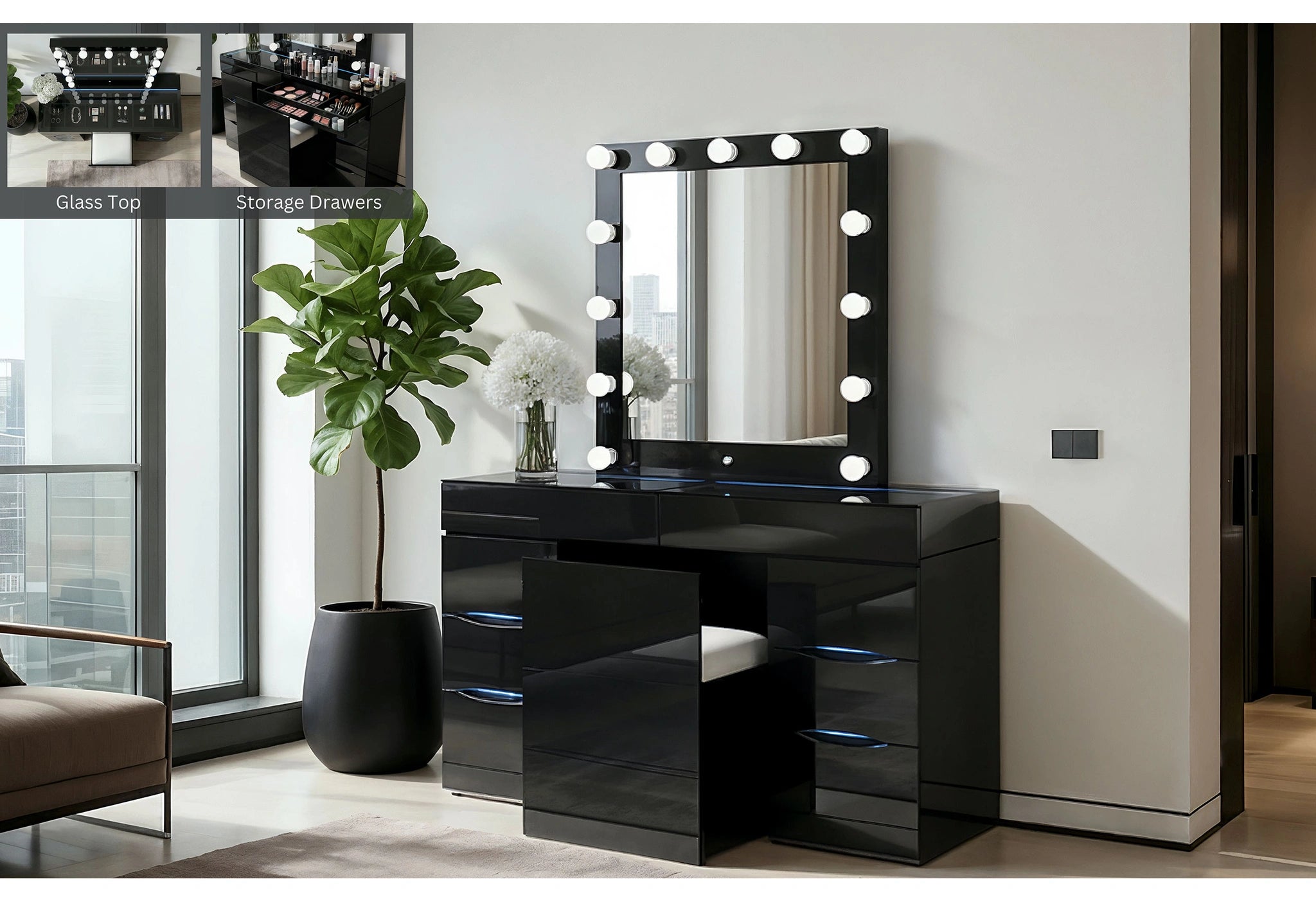 Ella Vanity Set with Storage Stool