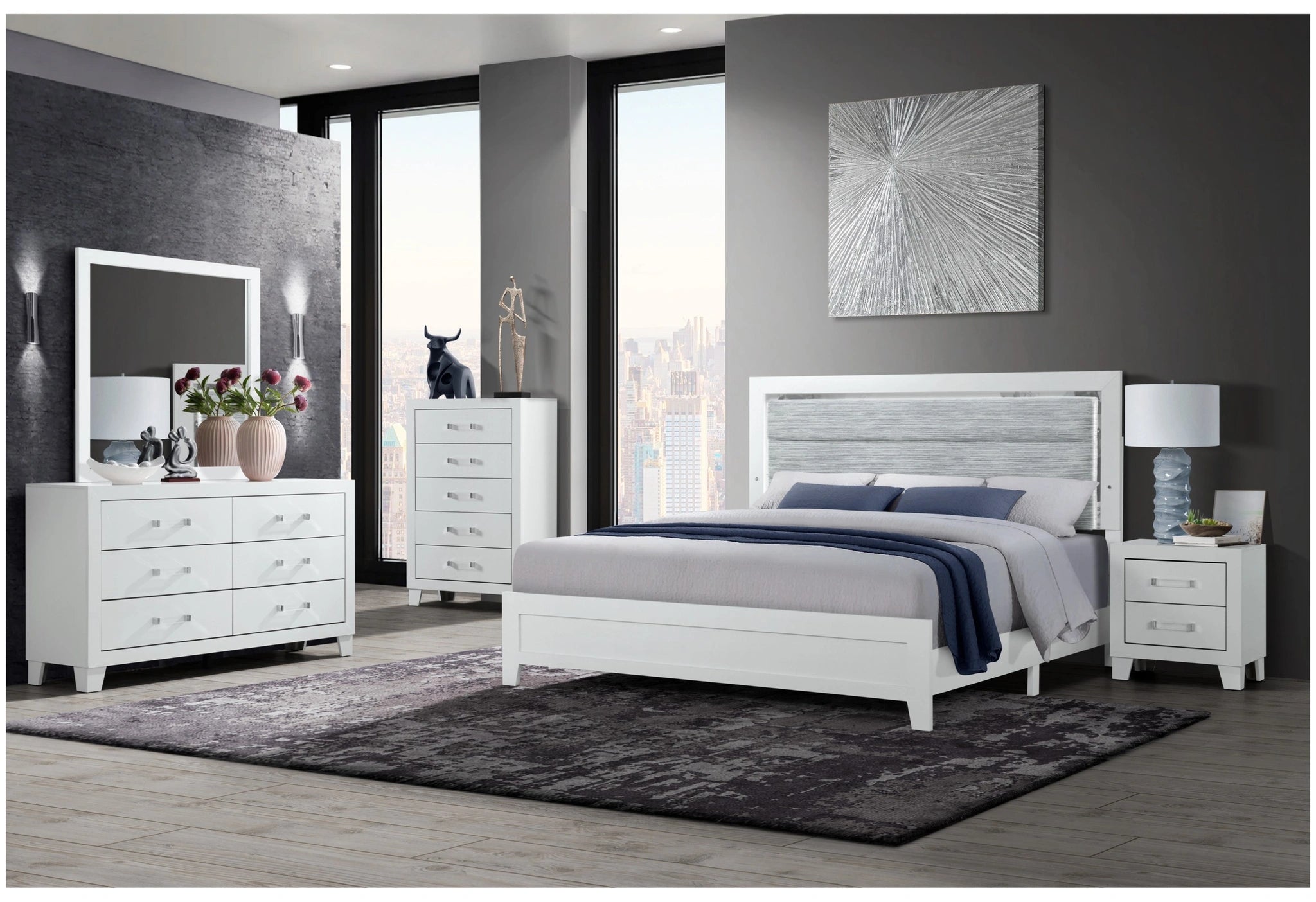 Luccia White Bed with LED