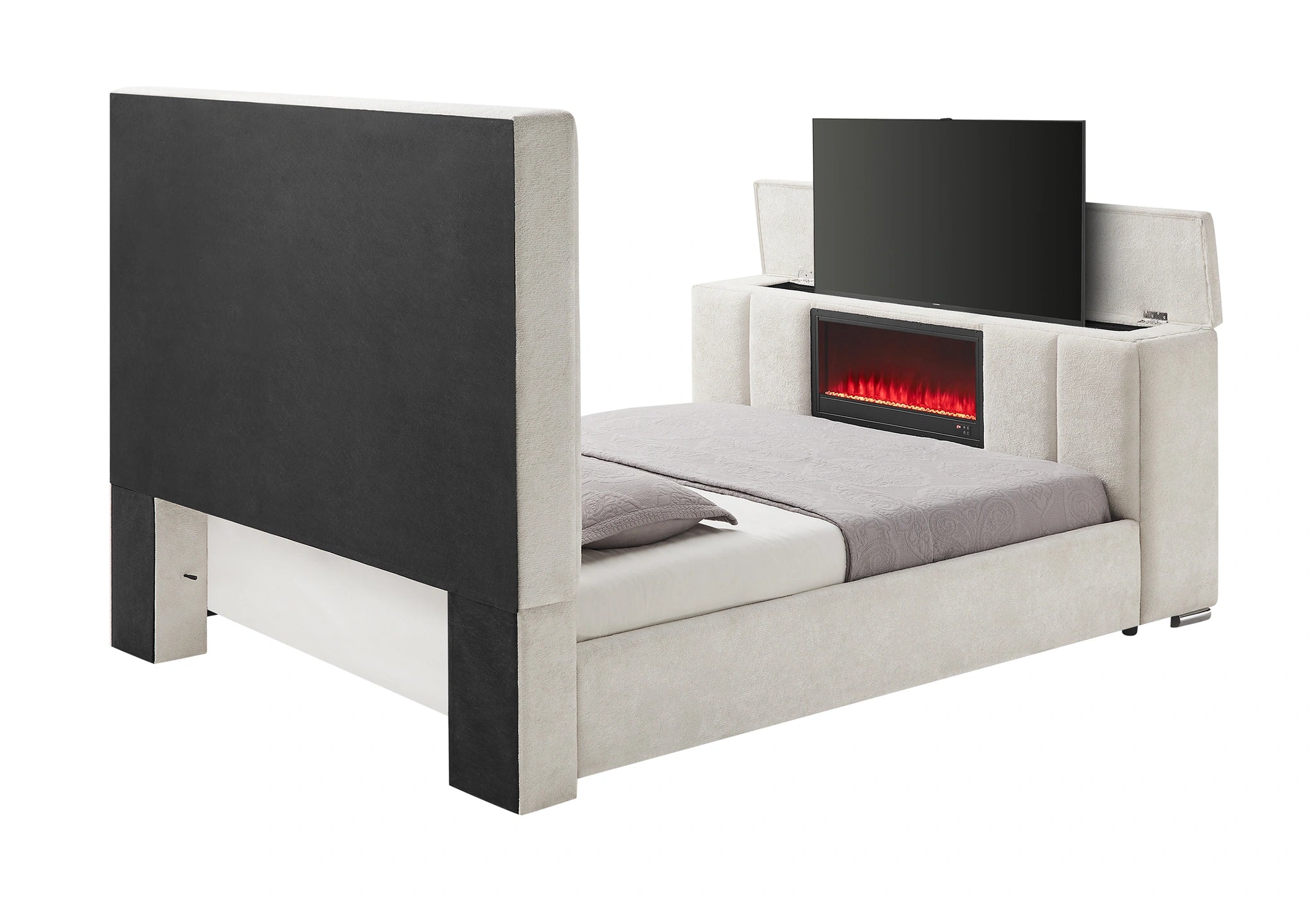 Serenity Bed with Speaker, TV Lift and Fireplace