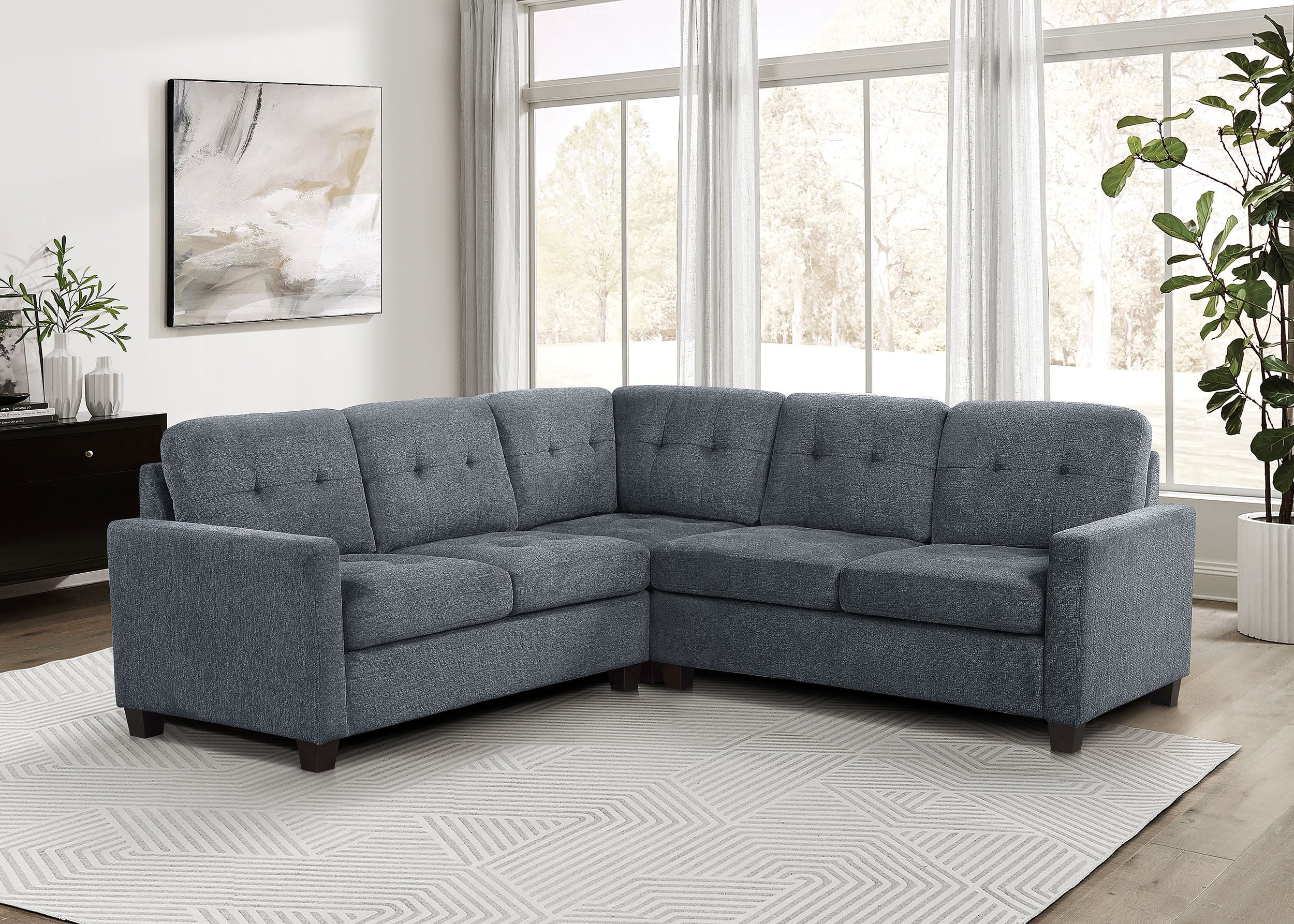 Georgina 5 Pc Stationary Sectionals Grey