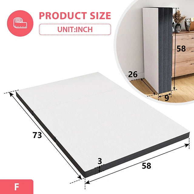 Hollyhock 3" Queen Tri-Fold Memory Foam Topper