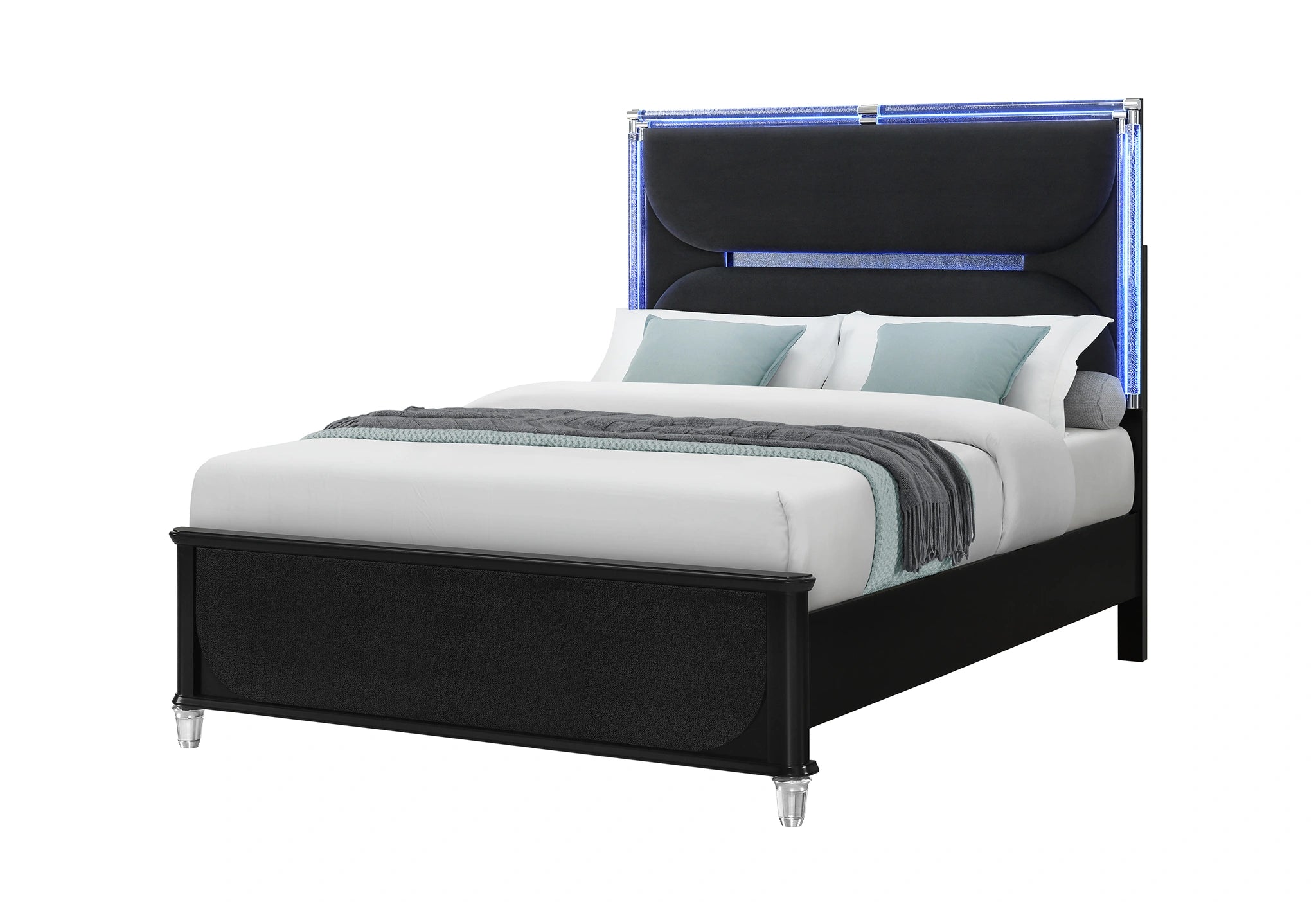 Lando Black Bed with Continuous LED
