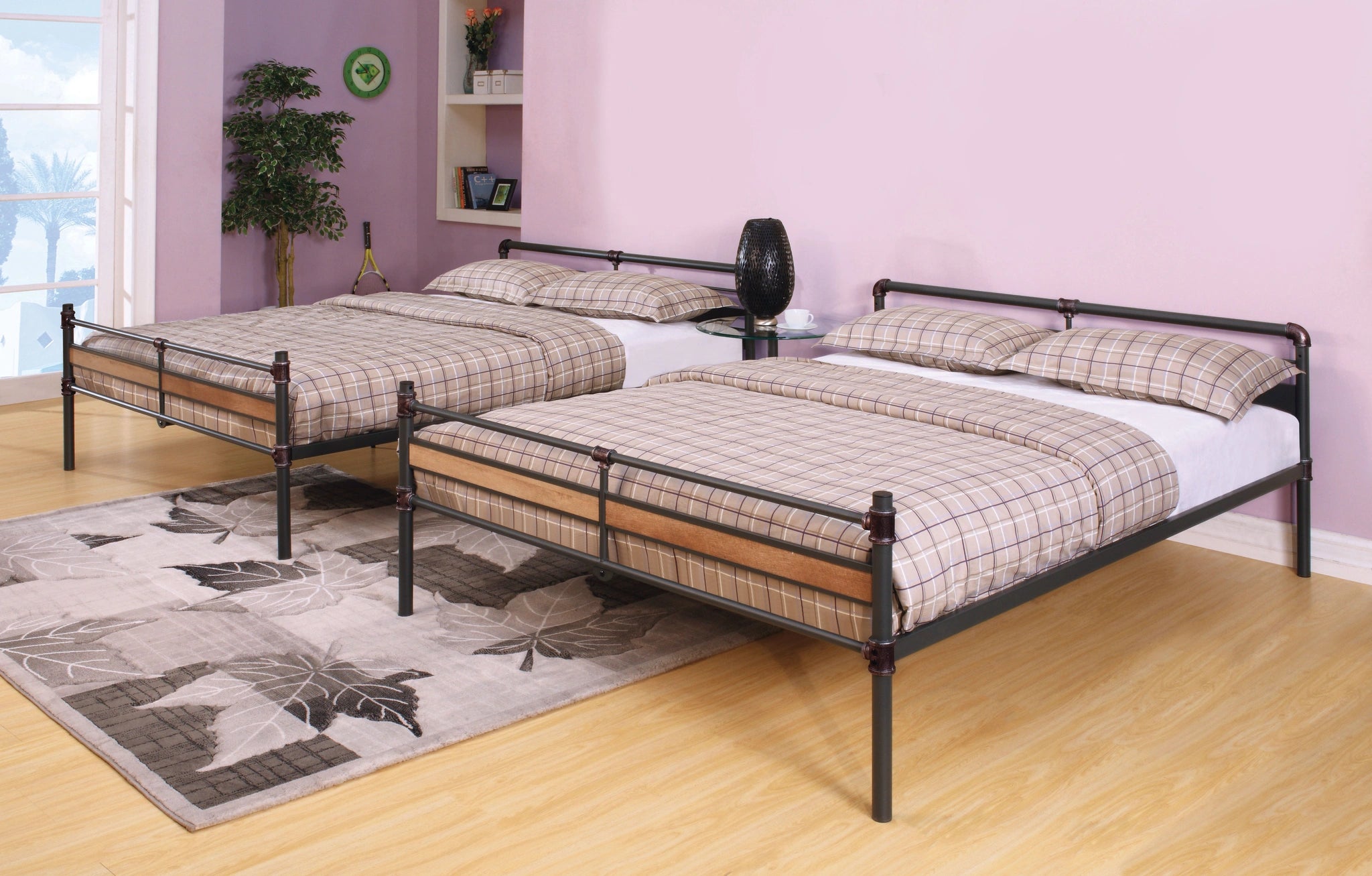 Brantley II Sandy Black & Dark Bronze Hand-Brushed Bunk Bed (Queen/Queen)