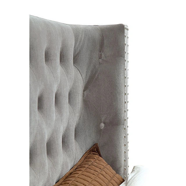 Cayla Cal.King, E.King, & Queen Bed Silver & Grey