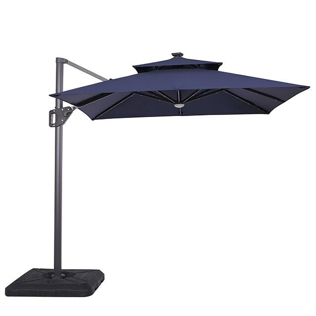 Xico 8 Ft Square Umbrella w/ Double Top w/ LED Light + 37" Large Base - Joseph's Furniture (East Orange, NJ)