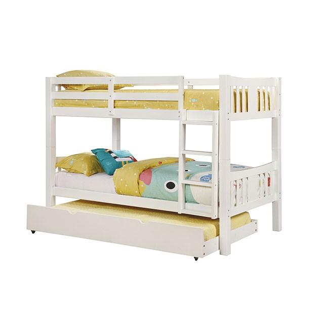 Cameron Dark Walnut, White & Gray Full/Full Bunk Bed - Joseph's Furniture (East Orange, NJ)