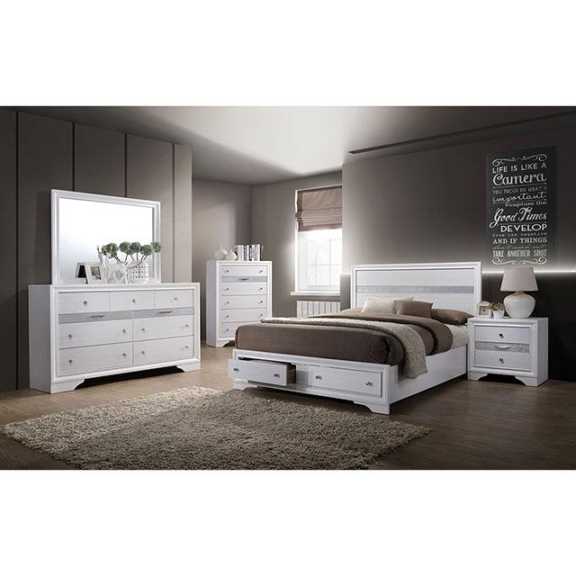 Chrissy Bed White, Black, & Grey