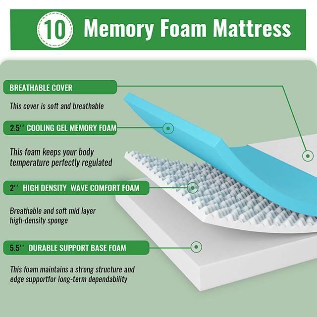 Coreopsis 10" Queen Memory Foam Wave Comfort - Joseph's Furniture (East Orange, NJ)