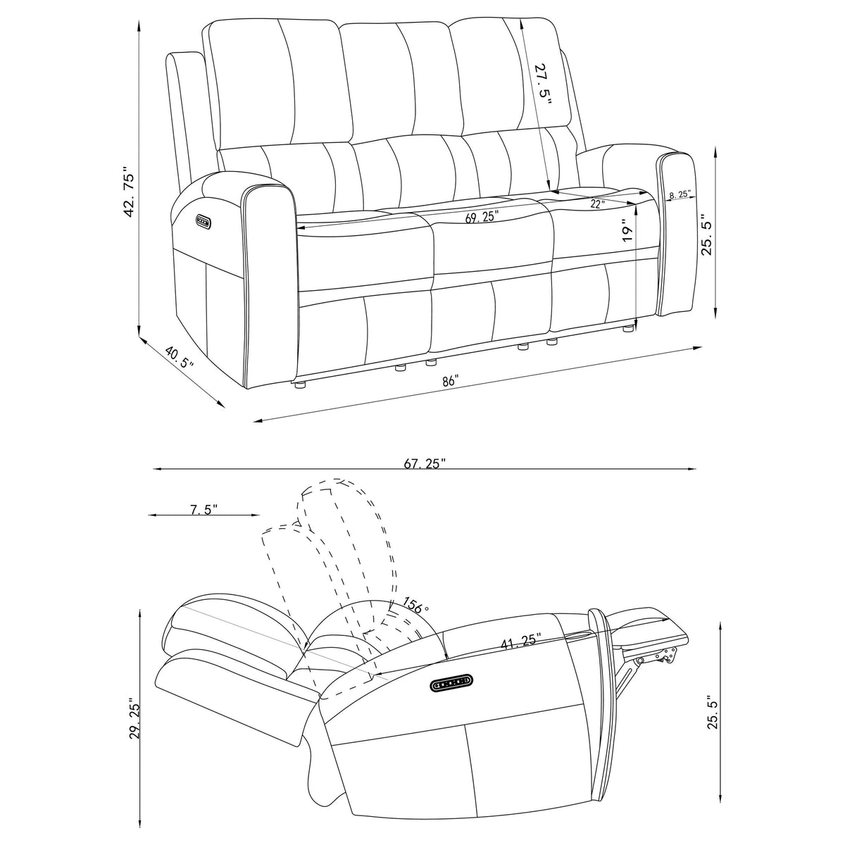 Brickston Triple Power Reclining Sofa